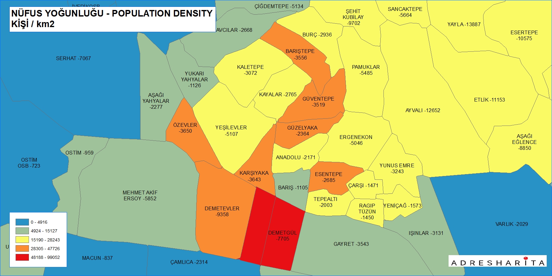Nüfus yoğunluğu haritası